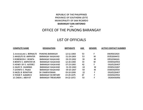 list of barangay chairman in tacloban city|Barangay Officials Directory .